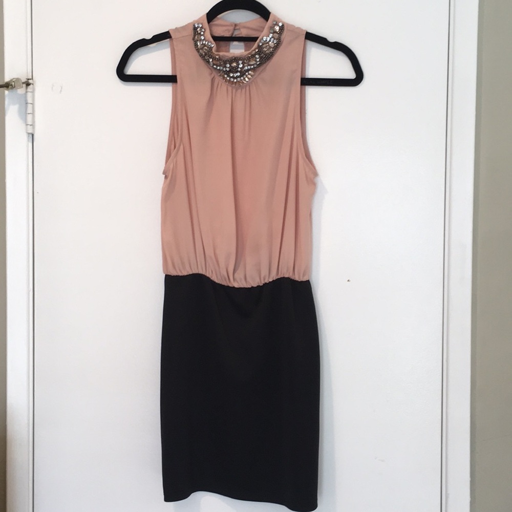 Pink & black dress with beading